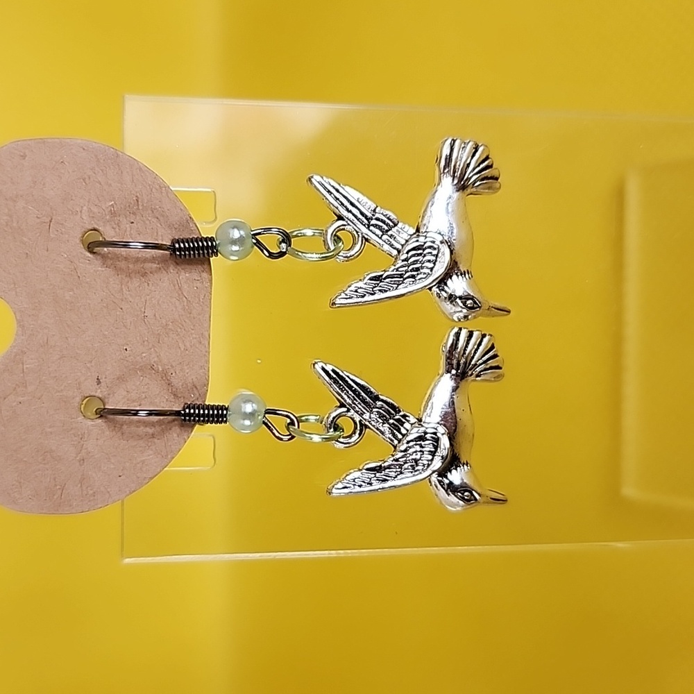 Silver hummingbird earrings
